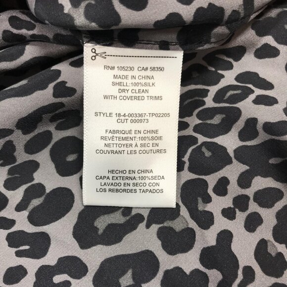 Equipment Femme Shirt Womens Large Gray Leopard Print Silk Button Front Blouse - Picture 3 of 8